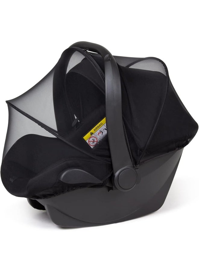 Beberoad Love Universal Baby Car Seat Mosquito Net - Breathable Mesh Cover with 2-Way Zipper for Infant Protection(Black) - Image 1