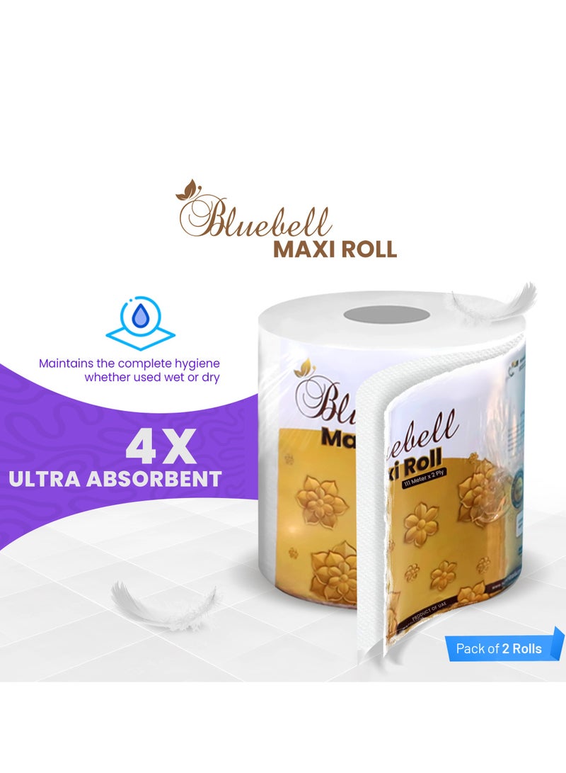 Blue Bell [Pack of 2 Rolls] Sterilized Kitchen Towel 111 Meters 2 PLY - Highly Absorbent & Perforated Maxi roll- Multi Purpose Kitchen roll Twin Pack - Image 2