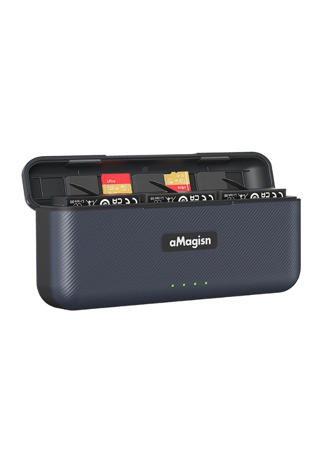 aMagisn علبة شحن سريعة لكاميرا Insta360 Ace Pro/Ace – شاحن بطارية ذكي محمول مع تخزين بطاقة SD، غطاء مغناطيسي، تصميم صغير بمواد مزدوجة، حماية من الشحن الزائد والتيار الزائد (لا يشمل البطارية) - Image 1