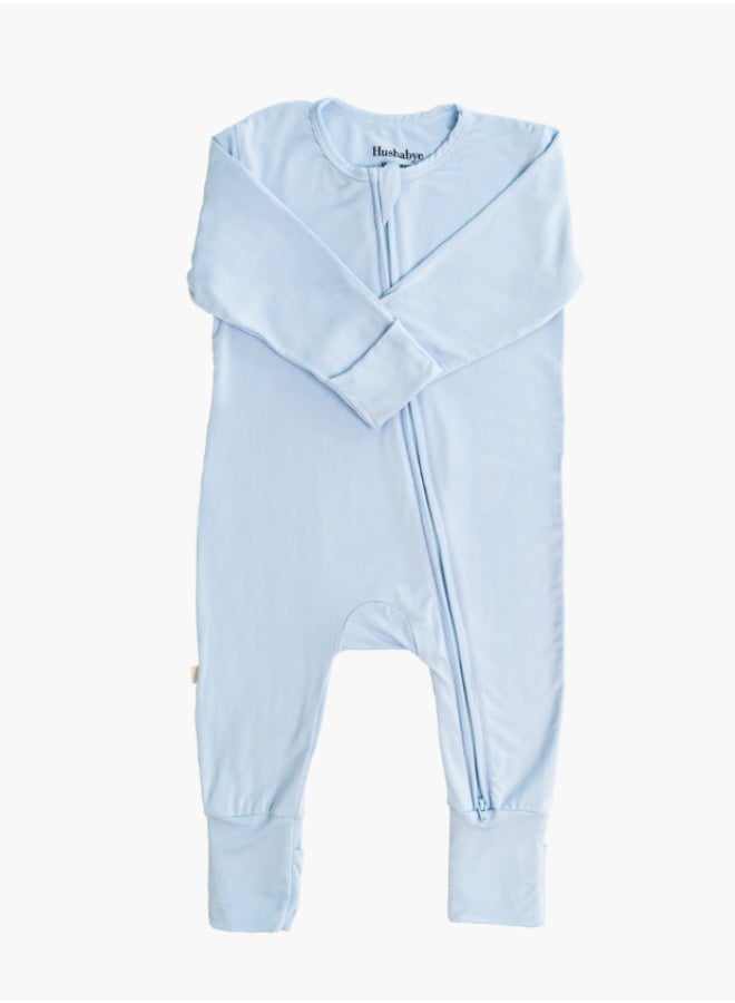 Hushabye – Zippered Baby Sleepsuit – Bamboo – Baby Blue - Image 3
