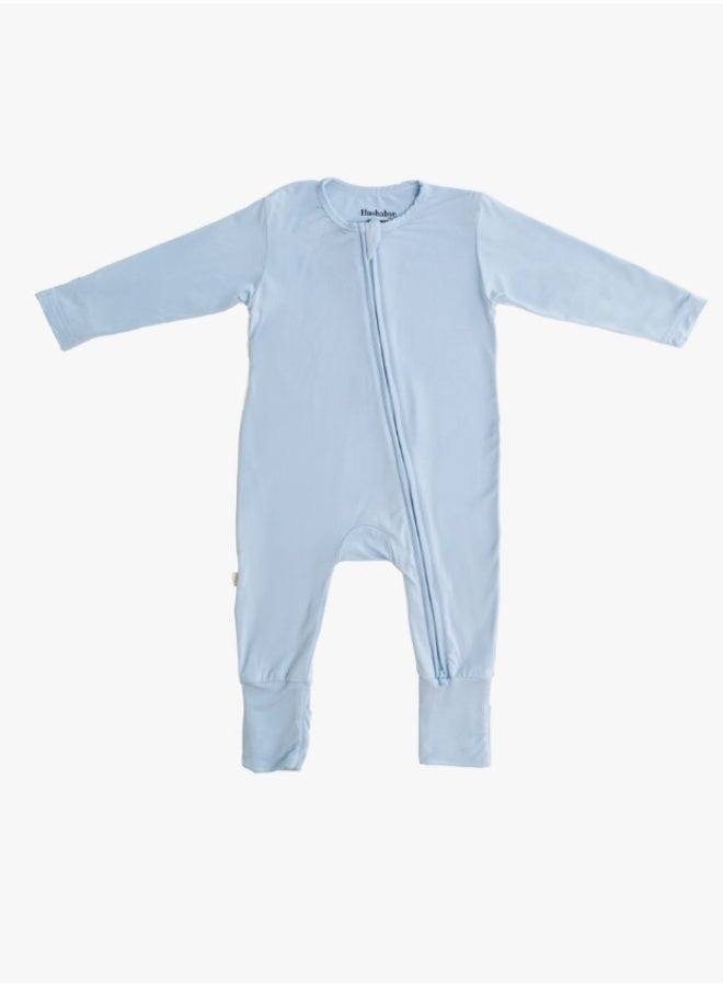Hushabye – Zippered Baby Sleepsuit – Bamboo – Baby Blue - Image 2