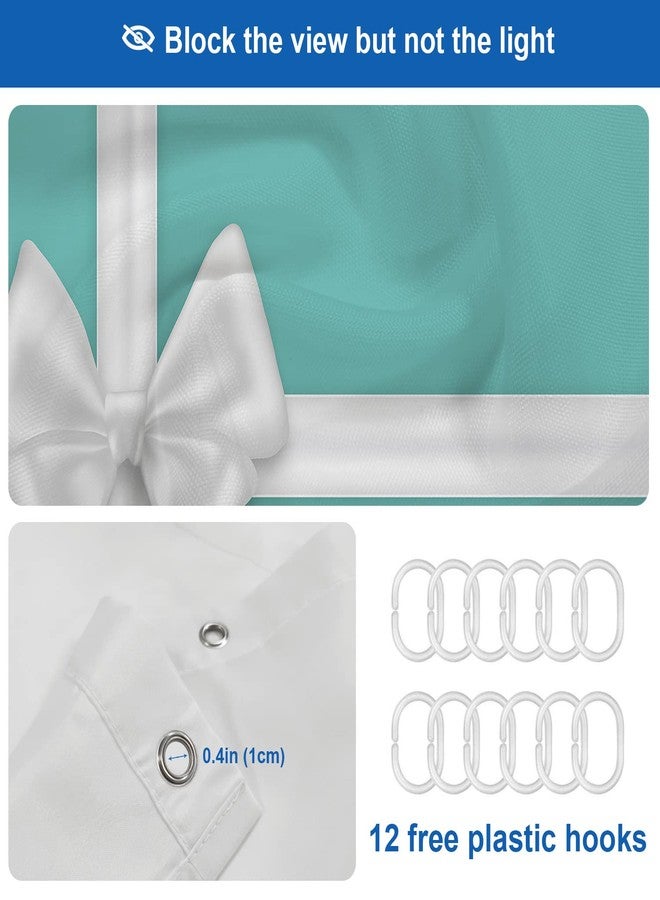 Shrahala White Elegant Turquoise Decorative Shower Curtain, Elegant Turquoise Christmas Shower Curtain for Shower Stall Bathtubs Bathroom Decor Waterproof Funny Shower Curtain with Grommets 72x72 Inch - Image 4