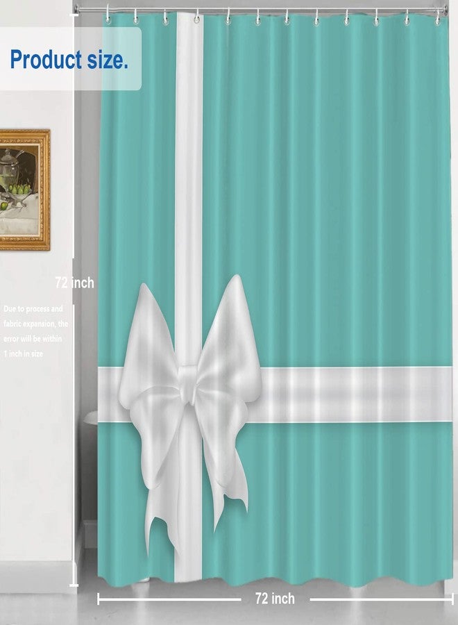 Shrahala White Elegant Turquoise Decorative Shower Curtain, Elegant Turquoise Christmas Shower Curtain for Shower Stall Bathtubs Bathroom Decor Waterproof Funny Shower Curtain with Grommets 72x72 Inch - Image 5