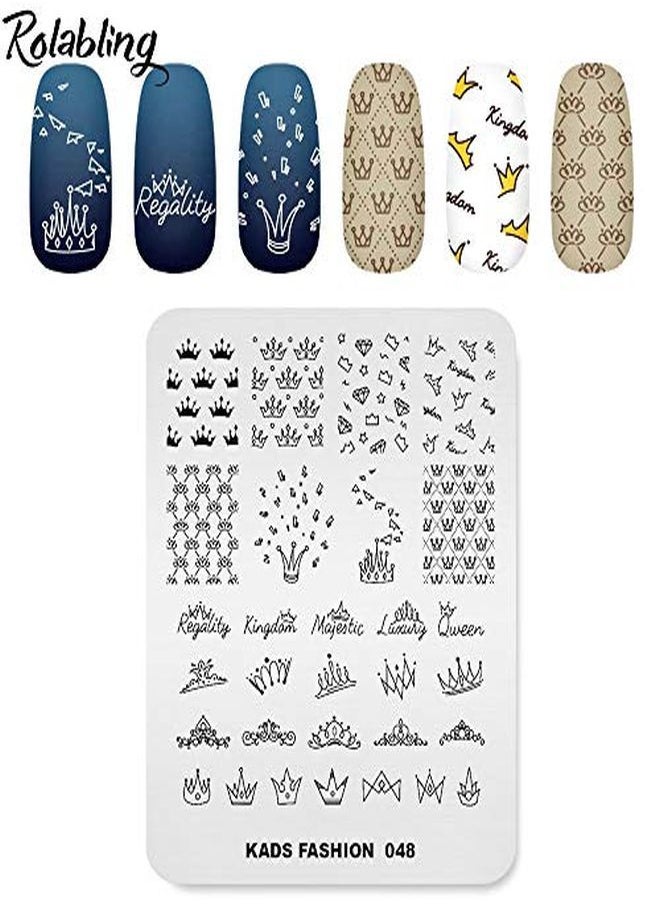 Rolabling - Ping Plate Fashion Crown Rich Luxury King Queen Theme MultiPattern Stamp Print Image Stamp Template Nail Art For Nail Design By Rolabling - Image 1
