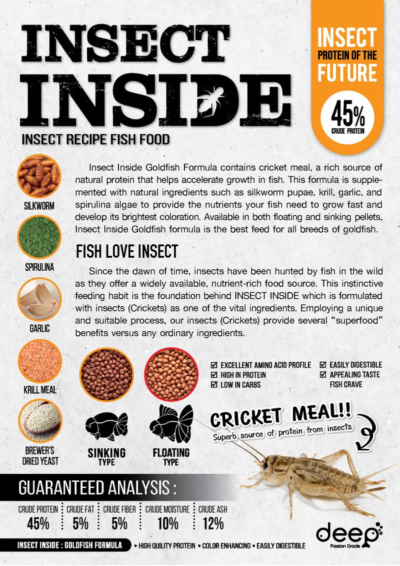 Deep Insect Inside (Cricket) for High Protein Super Premium Gold Fish Formula for High Growth & Colour Enhancing Sinking Micro Pellet 50 Gm,All Life Stages - Image 3
