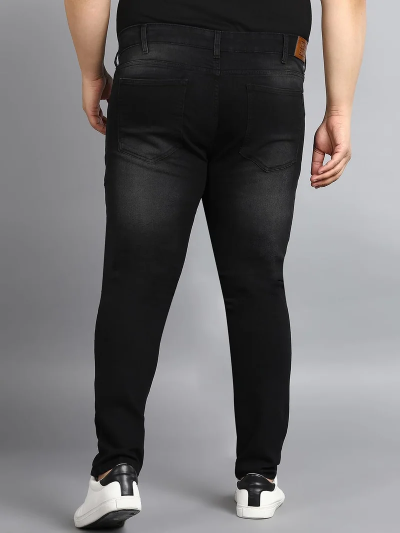 Urbano Fashion  Urbano Plus Men's Black Regular Fit Washed Jeans Stretchable  | Best Price UAE