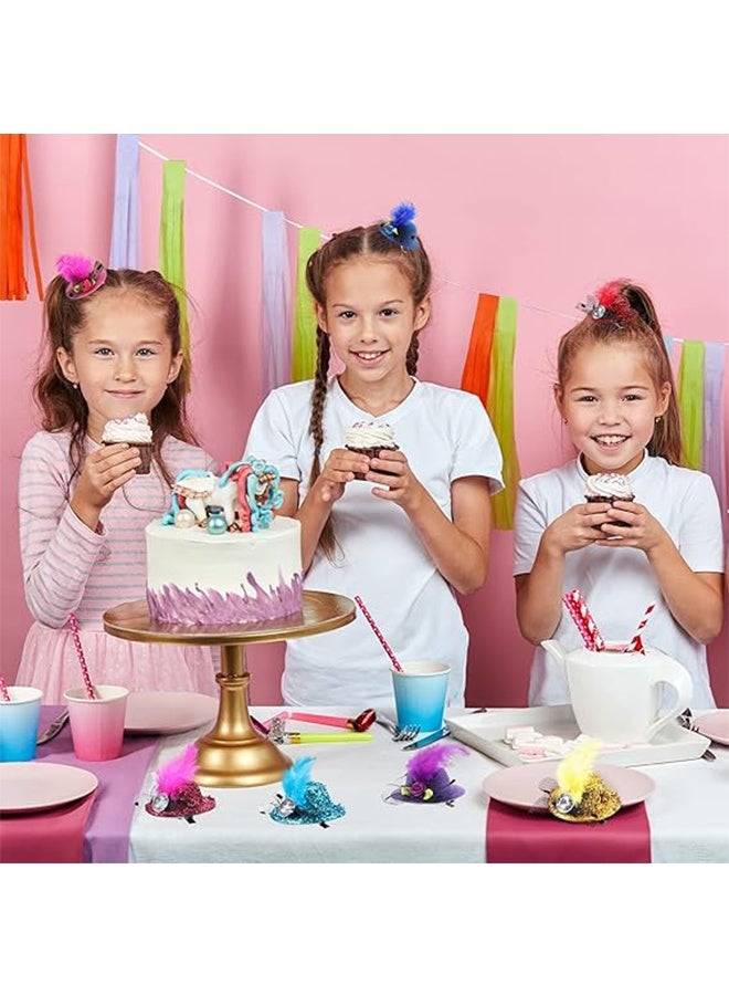 6 Pcs Mini Tea Party Hats for Girl Dress up Hair Fascinators Clip on Tiny Hat with Flower Feather Bow for Kid Toddler Women Costume Accessory, 2.75Inches - Image 4