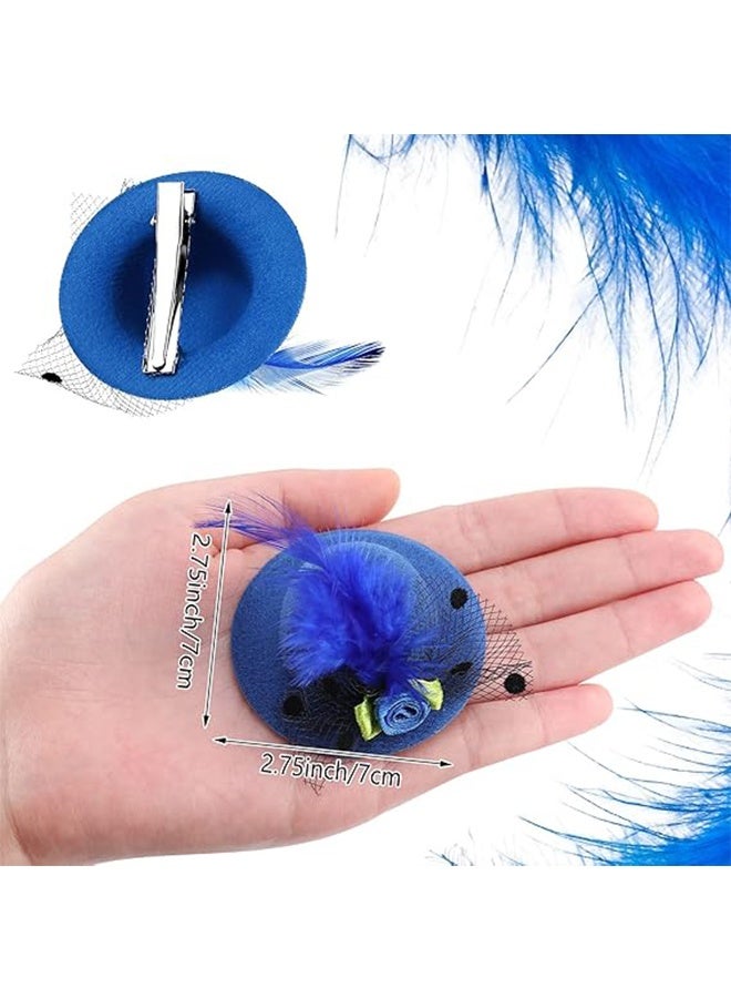 6 Pcs Mini Tea Party Hats for Girl Dress up Hair Fascinators Clip on Tiny Hat with Flower Feather Bow for Kid Toddler Women Costume Accessory, 2.75Inches - Image 5