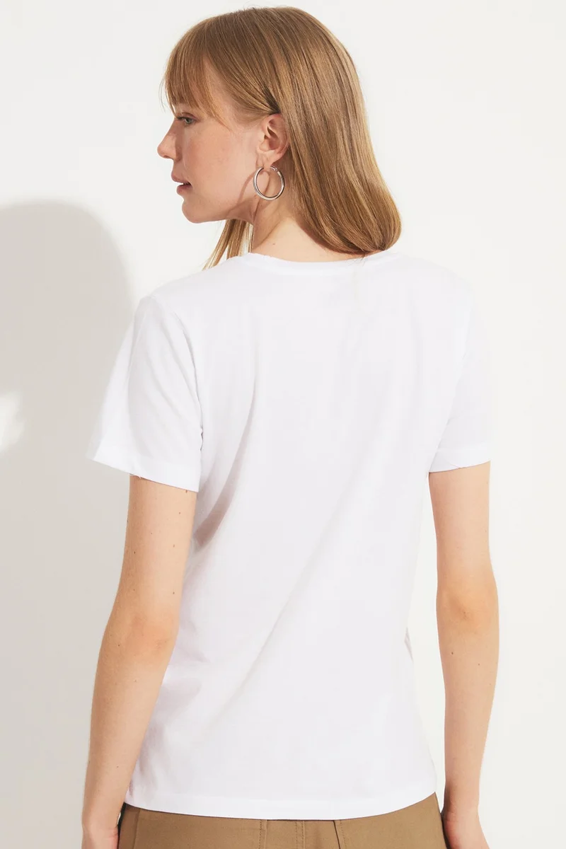 جون Women's 100% Cotton Regular Fit Crew Neck Printed T-Shirt