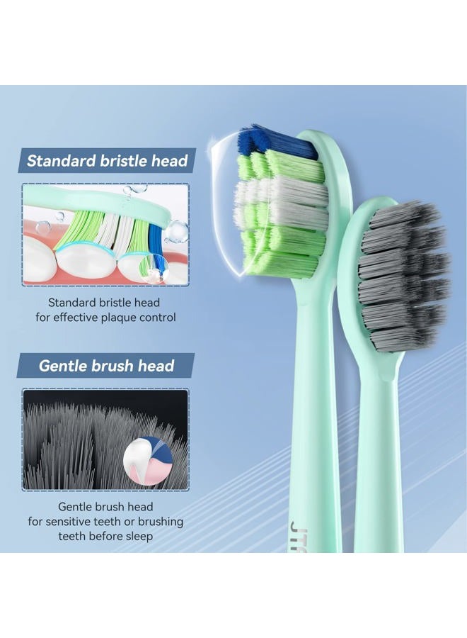 JTF Electric Toothbrush Set with 6 Brush Heads & Travel Case, Long-Life Battery Charging 12 Hours for 60 Days Use, 5 Modes with Smart Timer, Sonic Electronic Toothbrush for Teens & Adults, Green - Image 3
