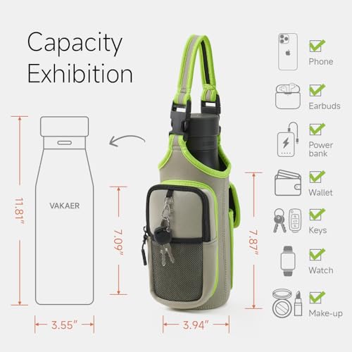 VAKAER Magnetic Gym Bag, Water Bottle Carrier Holder with Phone Pocket & Adjustable Strap,10 Ultra-Strong Magnets Stick to Fitness equipment, Workout Accessories Pouch for Women & Men (Light Grey) - Image 2