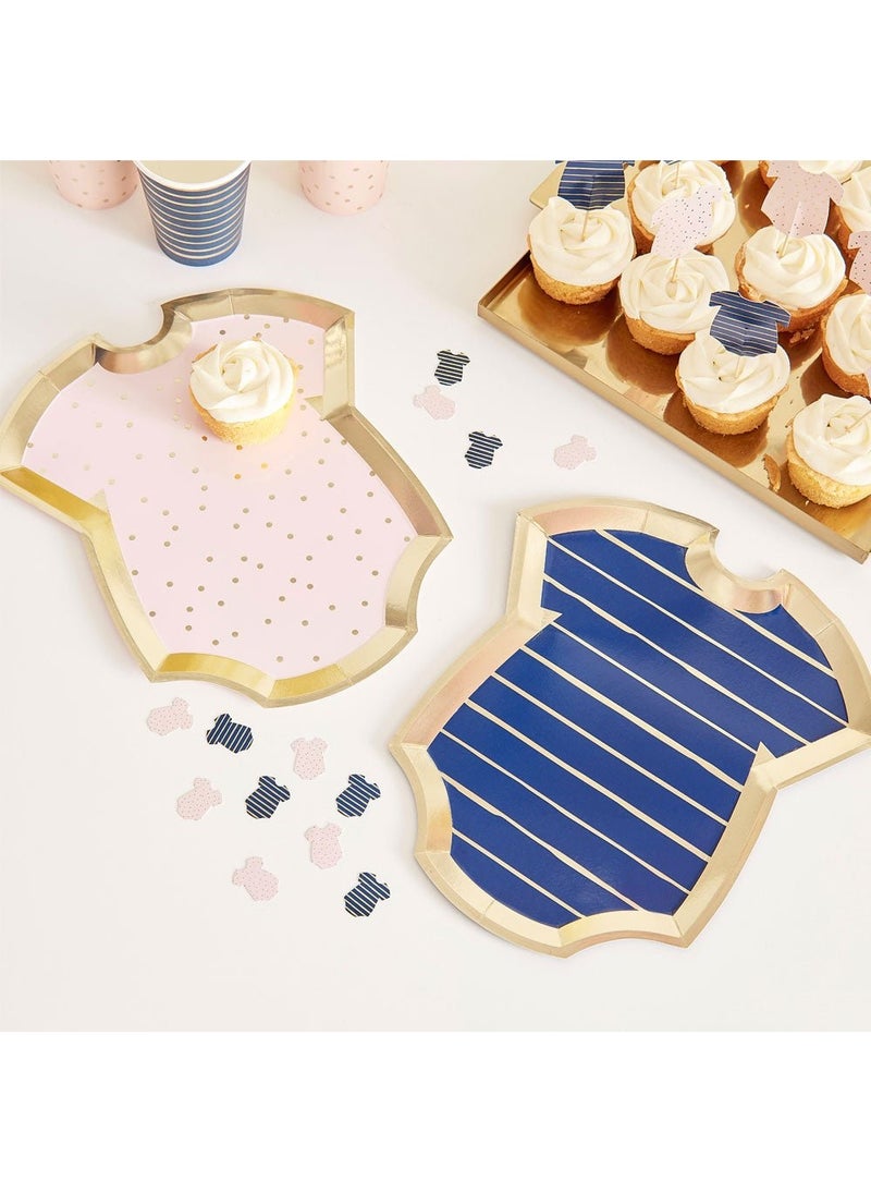 Ginger Ray Disposable Paper Plates Pastel Pink Blue Bodysuit 27cm 8-Pack - Image 2