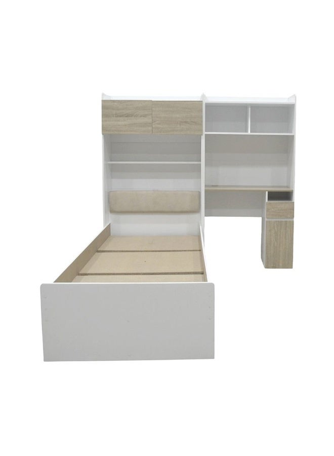 DANUBE HOME سرير مورفي للنوم والدراسة 90x200 مع 2 درج للتخزين + مكتب دراسة + خزانة + USB - أبيض + سونوما - Image 2