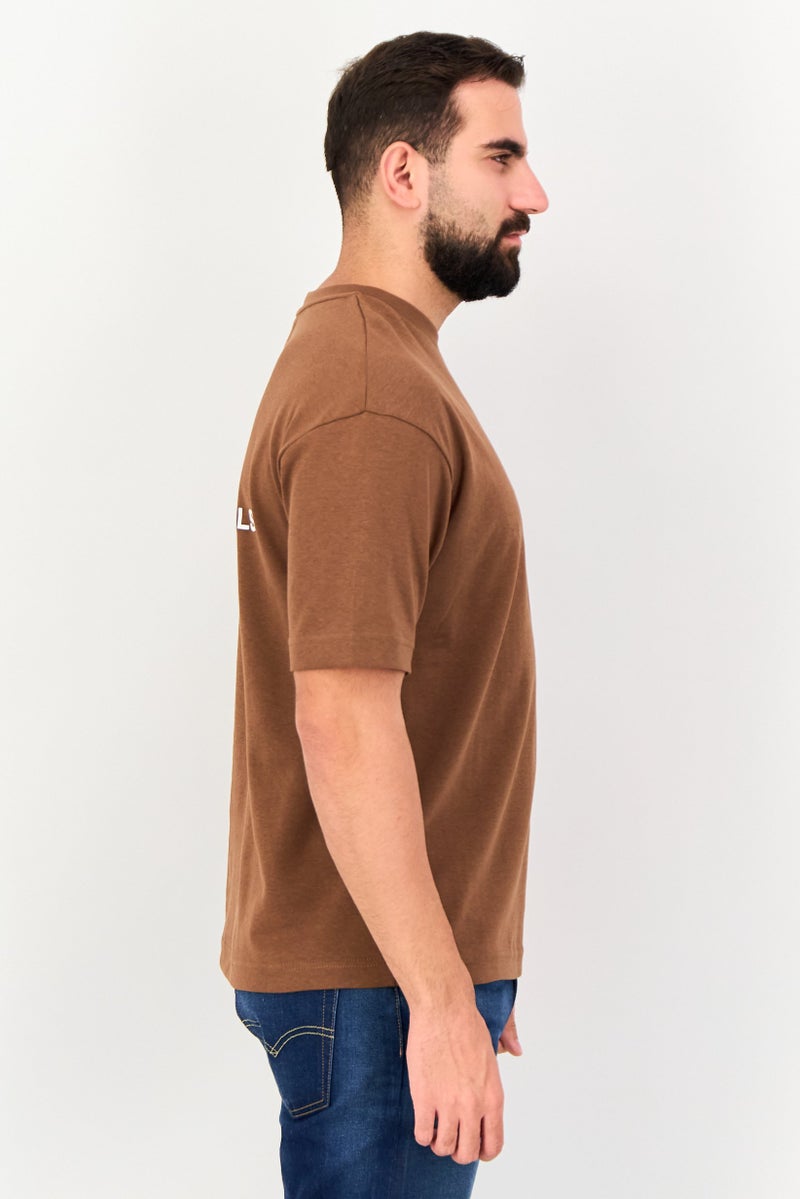 Blank Essentials Men Crew Neck Short Sleeve Graphic Print T-Shirt, Brown - Image 3