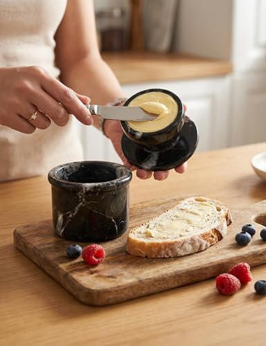 Radicaln Marble Butter keeper 425 Inches Black Zebra Handmade French Butter Container For kitchen decor Ideal Butter Dish With Lid For Countertop Butter Crock For Counter With Water - Image 3
