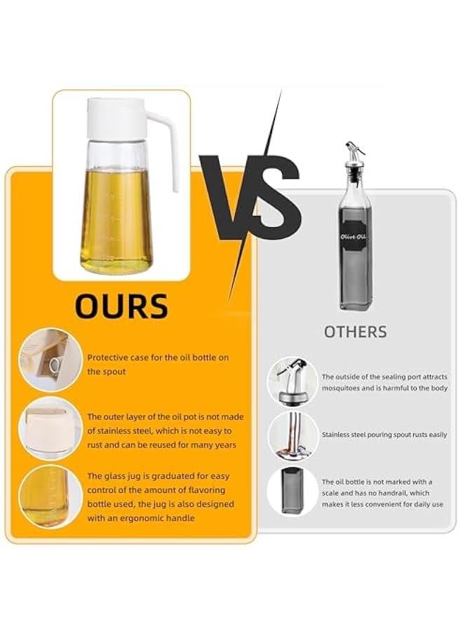 2Pack Glass Olive Oil Dispenser Bottle, Oil Bottle Olive Oil Container With Automatic Cap And Stopper, 21 OZ Oil Cruet Oil-Spill-Proof Oil Dispenser For Kitchen, Cooking, Salad, Barbecue - Image 4