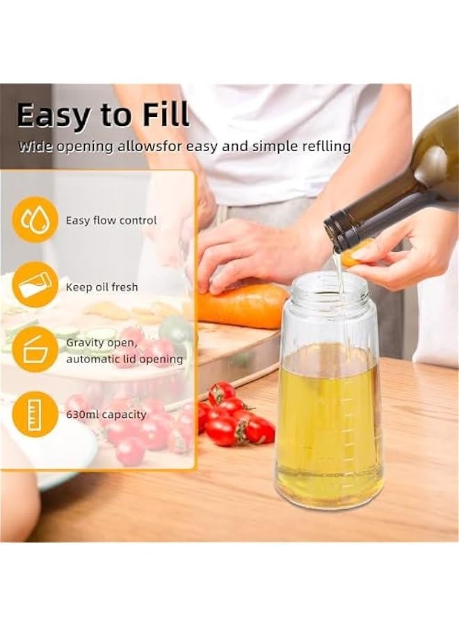 2Pack Glass Olive Oil Dispenser Bottle, Oil Bottle Olive Oil Container With Automatic Cap And Stopper, 21 OZ Oil Cruet Oil-Spill-Proof Oil Dispenser For Kitchen, Cooking, Salad, Barbecue - Image 3