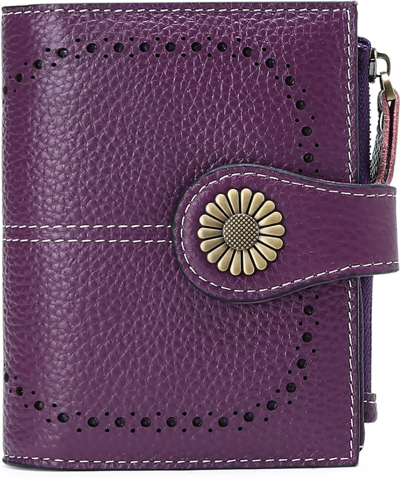 SENDEFN Small Womens Wallet Leather Bifold Card Holder RFID Blocking with Zipper Coin Pocket - Image 1