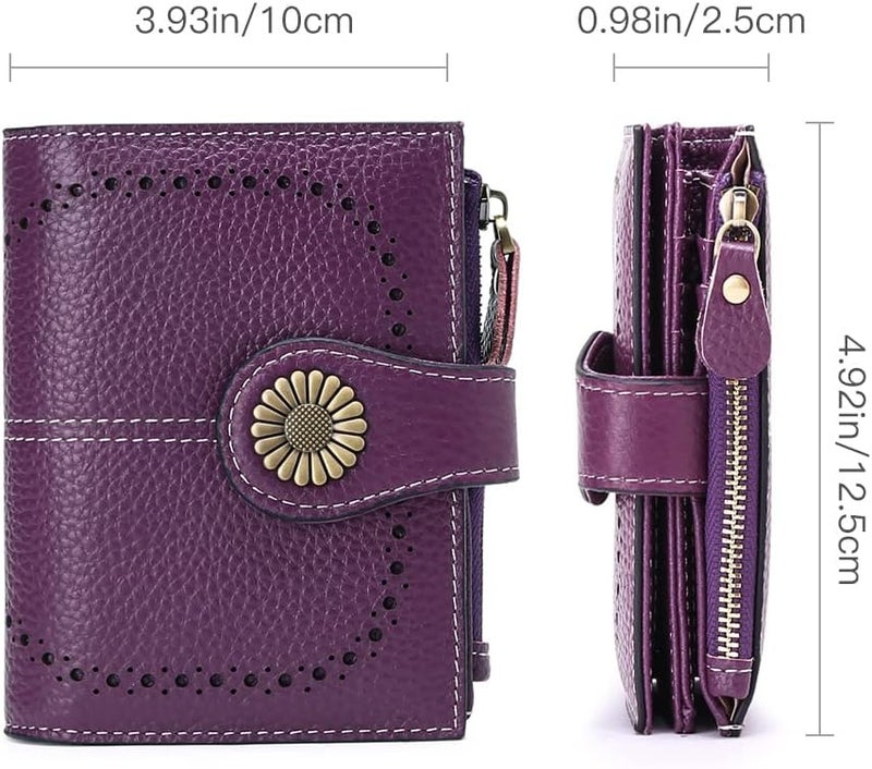 SENDEFN Small Womens Wallet Leather Bifold Card Holder RFID Blocking with Zipper Coin Pocket - Image 3
