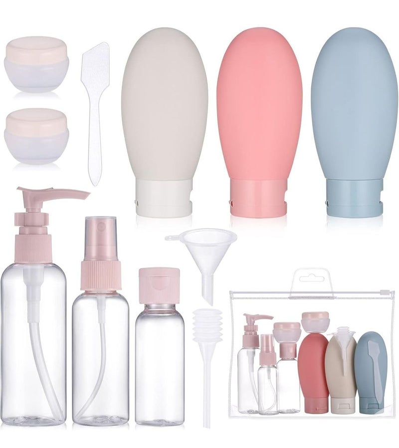 GROPOTIT Travel Bottles Kit for Toiletries Organizer Leak Proof Refillable Squeezable Containers Set with Clear Storage Bag for Lotion Shampoo Conditioner Cosmetic Shower Gel Hand Wash (11pcs) - Image 1
