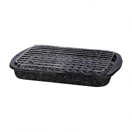 Granite Ware 3 piece multiuse set. Enameled steel bake, broiler pan, and grill with rack. Versatile for oven and direct fire cooking. Resists up to 932°F. - Image 4