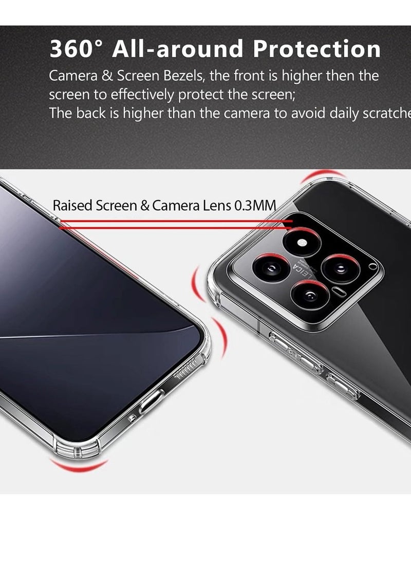 Techie حافظة لهاتف Xiaomi 14 وواقي شاشة كومبو 2 في 1 - حافظة شفافة من مادة TPU مع واقي شاشة من الزجاج المقوى عالي الدقة - Image 5