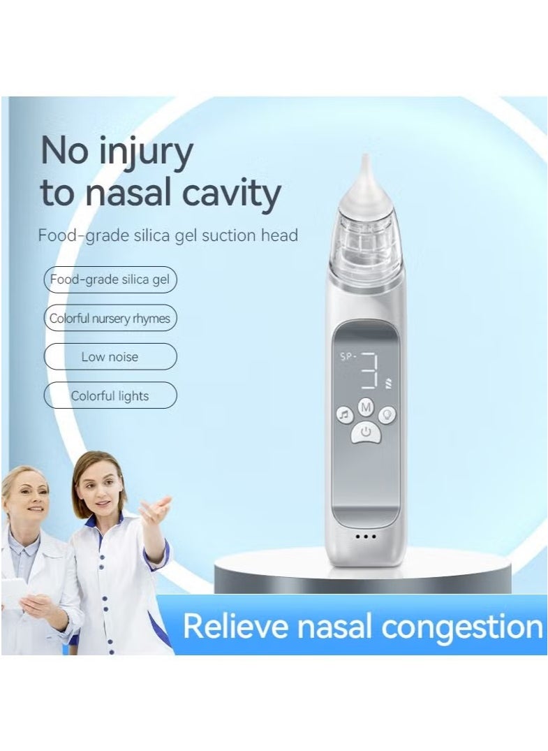 Nasal Aspirator for Baby,Baby Nose Suction Device with Food Grade Silicone Mouthpiece 3 Suction Modes and Advanced Soothing Music and Lighting Design, Electric Nose Suction for Baby-Rechargable
