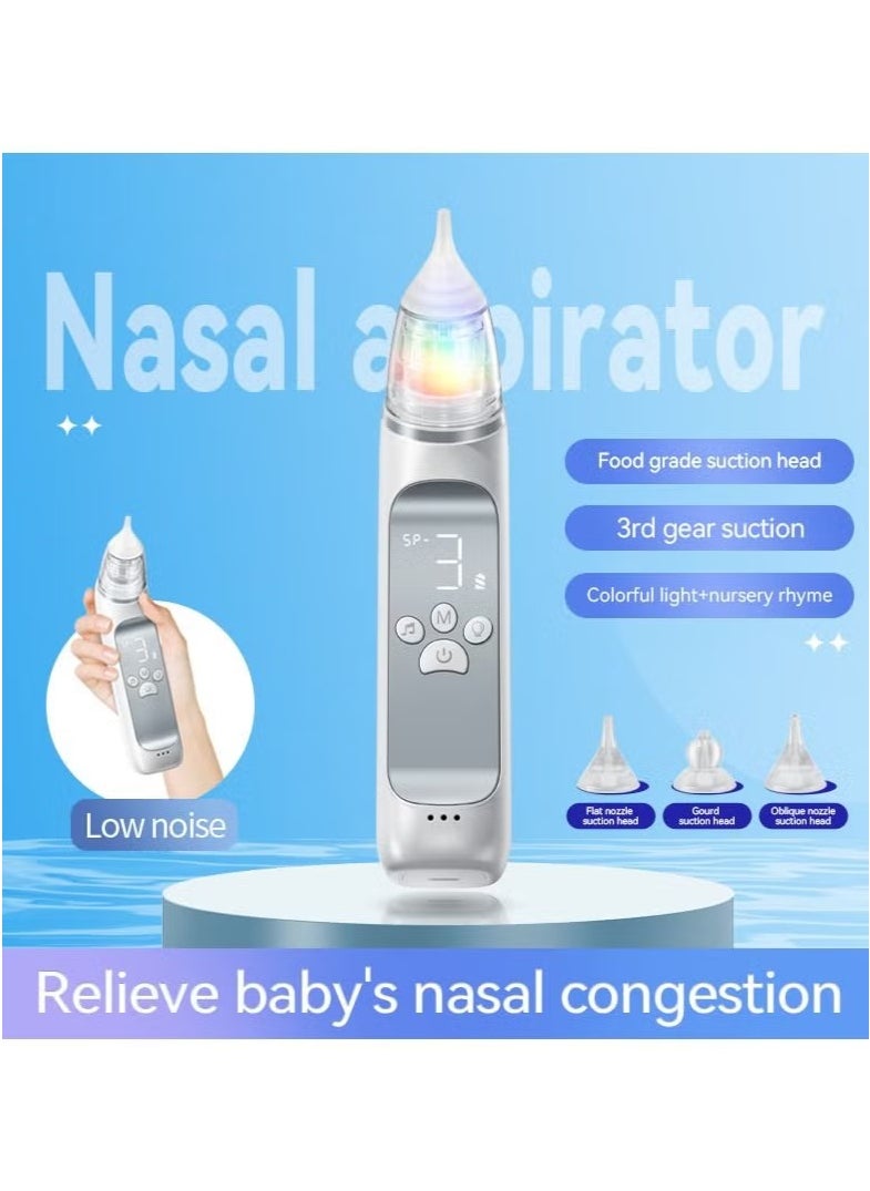 Nasal Aspirator for Baby,Baby Nose Suction Device with Food Grade Silicone Mouthpiece 3 Suction Modes and Advanced Soothing Music and Lighting Design, Electric Nose Suction for Baby-Rechargable