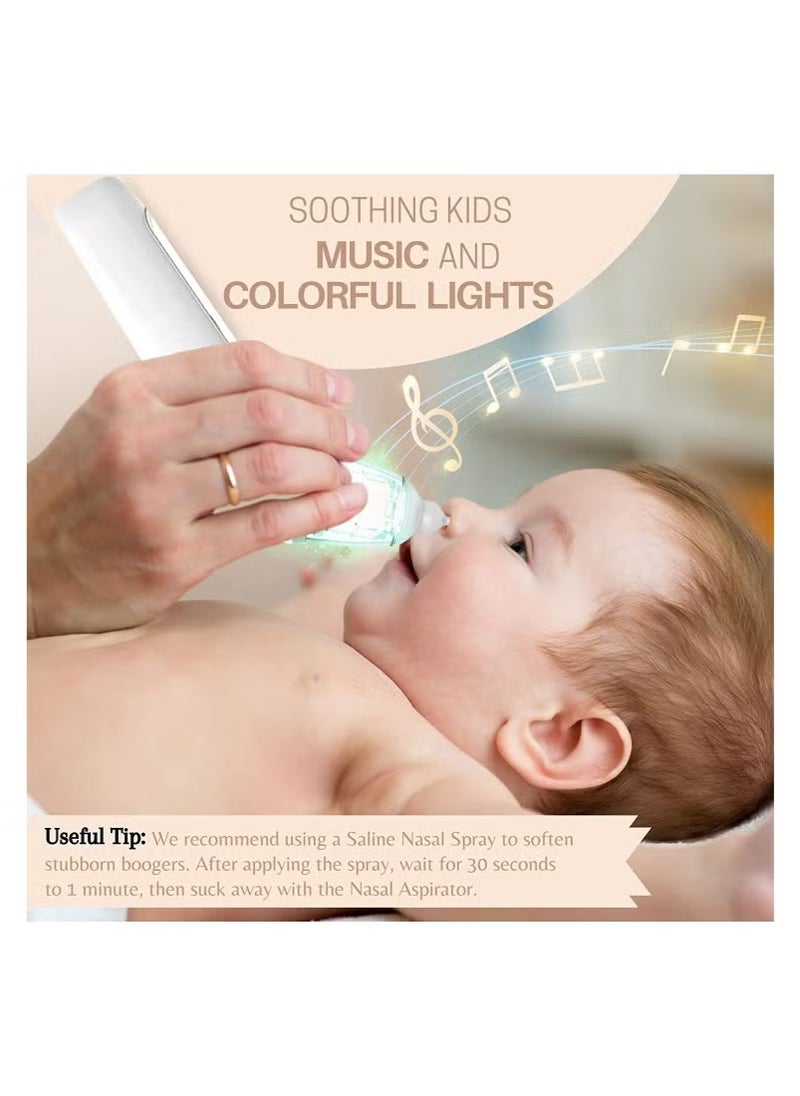 Nasal Aspirator for Baby,Baby Nose Suction Device with Food Grade Silicone Mouthpiece 3 Suction Modes and Advanced Soothing Music and Lighting Design, Electric Nose Suction for Baby-Rechargable