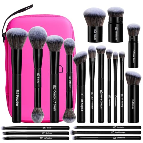 BS Mall Professional Makeup Brushes BSMALL With Travel Case Kabuki Brush Eyeshadow Brush Concealer Brush Blush Brush Bronzer Foundation Brush 20 Pcs Labeled Daily Use Versatile Occasions Gift Box - Image 1
