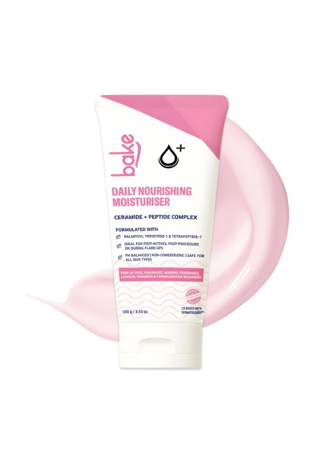 BAKE Nourishing Ceramide Face Moisturizer Formulated With Ceramides & Peptides for 72 Hour Hydration | Non Comedogenic Moisturizer | For Post Acne Marks & Acne Scars - 100g - Image 1