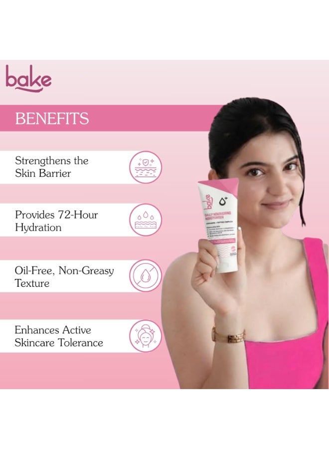BAKE Nourishing Ceramide Face Moisturizer Formulated With Ceramides & Peptides for 72 Hour Hydration | Non Comedogenic Moisturizer | For Post Acne Marks & Acne Scars - 100g - Image 4