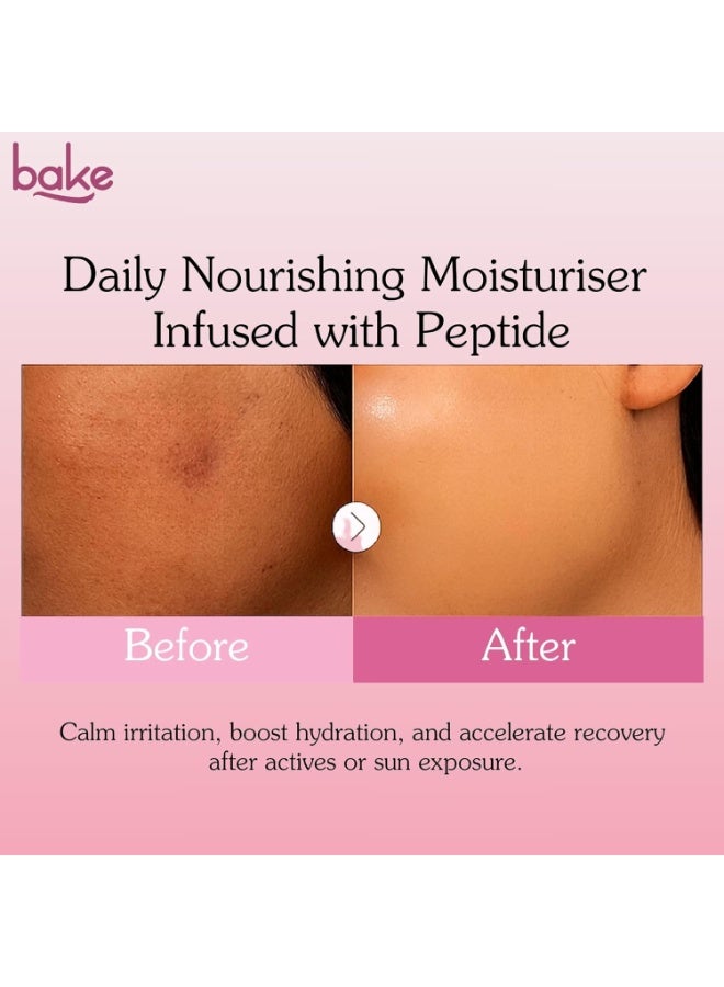 BAKE Nourishing Ceramide Face Moisturizer Formulated With Ceramides & Peptides for 72 Hour Hydration | Non Comedogenic Moisturizer | For Post Acne Marks & Acne Scars - 100g - Image 2