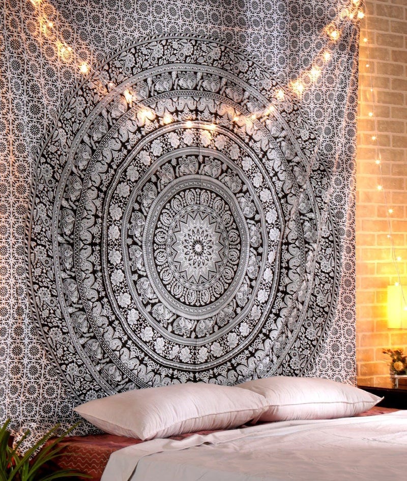 Craft Trade Wall Tapestry, Bohemian Boho Living Room Decor - 50x60 Inches, Black and White - Image 3
