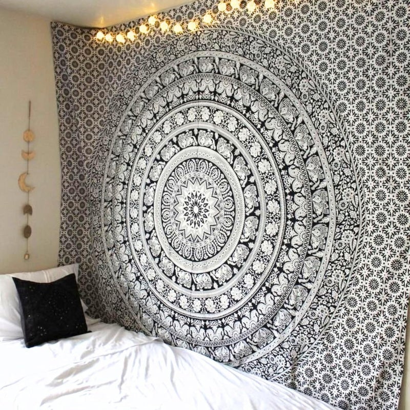 Craft Trade Wall Tapestry, Bohemian Boho Living Room Decor - 50x60 Inches, Black and White - Image 2