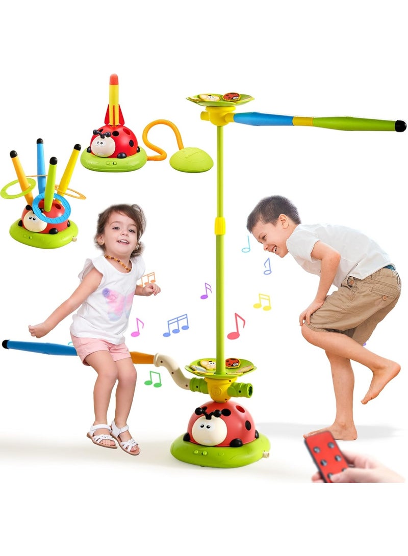5 in 1 Musical Jump Toys, Ring Toss Game Stomping Launch Rocket Launcher for Kids, Obstacle Avoidance & Jump Squating Toy Games Remote Control Outdoor & Indoor Toys for Ages 4-8 8-13 - Image 1