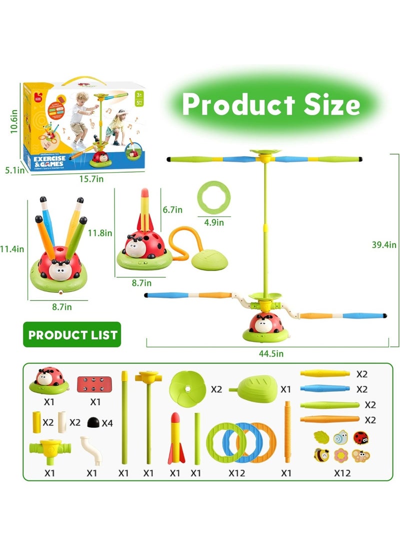 5 in 1 Musical Jump Toys, Ring Toss Game Stomping Launch Rocket Launcher for Kids, Obstacle Avoidance & Jump Squating Toy Games Remote Control Outdoor & Indoor Toys for Ages 4-8 8-13 - Image 2