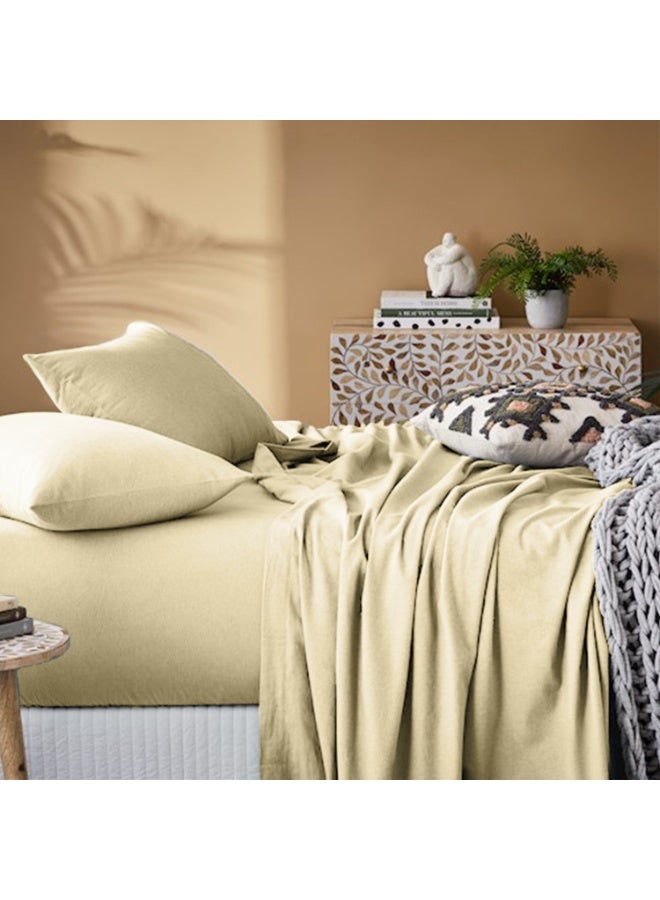 Lavish Touch Thread Count - 100% Cotton Double Brushed Flannel Sheet Set - 170 GSM Heavyweight, Deep Pockets, Pre-Shrunk & Anti-Pill, All Around Elastic – Full - Sand - Image 2