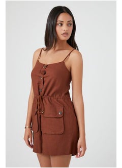 FOREVER 21 Drawstring Button-Front Romper  - Image 2