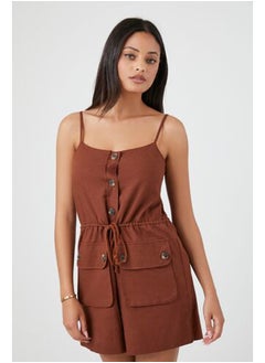 FOREVER 21 Drawstring Button-Front Romper  - Image 1