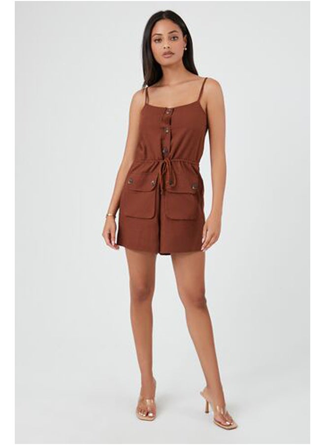 FOREVER 21 - Drawstring Button-Front Romper - Image 1