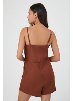 FOREVER 21 Drawstring Button-Front Romper  - Image 3