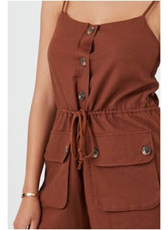 FOREVER 21 Drawstring Button-Front Romper  - Image 5