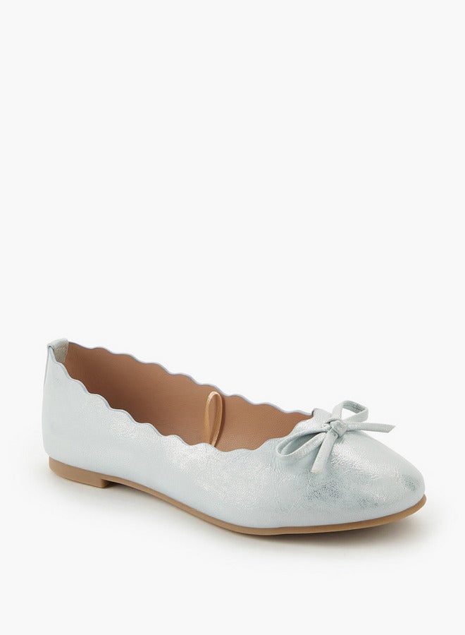 Little Missy Girls Scallop Trim Ballerina Shoes - Image 1