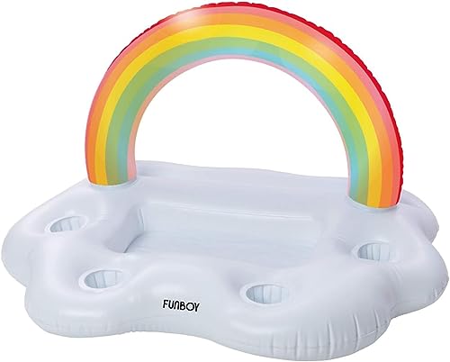 FUNBOY Giant Inflatable Rainbow Cloud Drink Holder Luxury Floating Bar Accessory for Pool Parties and Entertainment Floating Drink Holder - Image 1