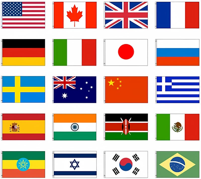 AES International 3x5 Flag Set of 20 Country Countries Polyester Flags Grommets Banner Brass Grommets House Banner Brass Grommets Fade Resistant Double Stitched Premium Quality - Image 2