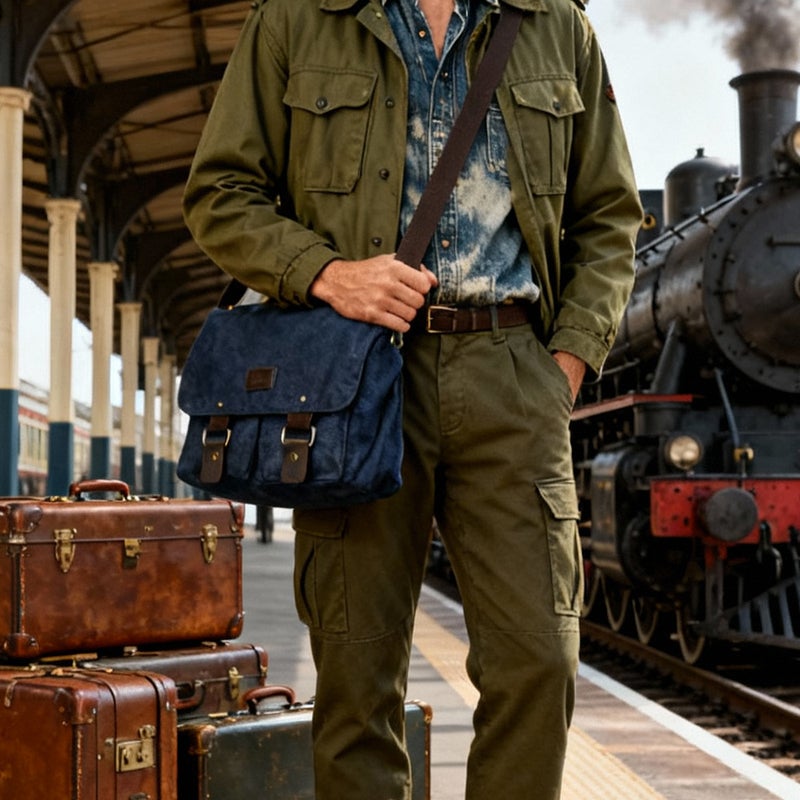 New Korean Fashion Casual Canvas Men'S Bag Practical Business Shoulder Crossbody Bag Men'S Retro Student Schoolbag - Image 4