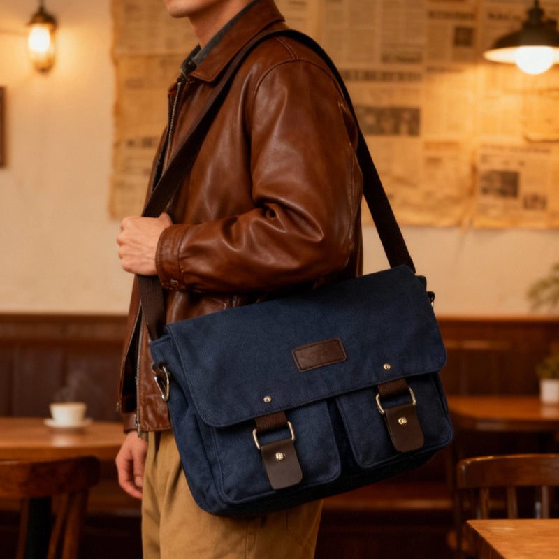 New Korean Fashion Casual Canvas Men'S Bag Practical Business Shoulder Crossbody Bag Men'S Retro Student Schoolbag - Image 5