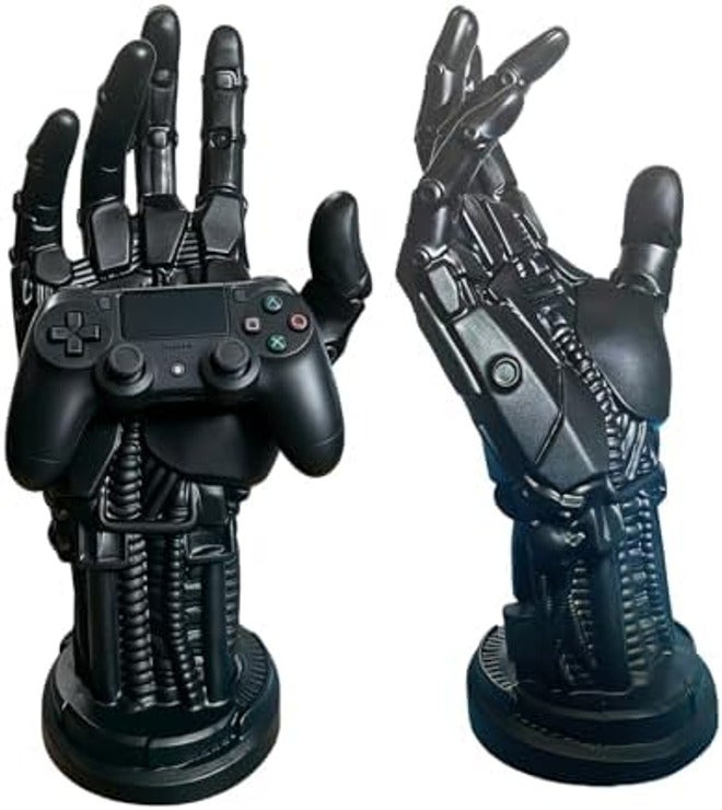 Mechanical Hand Controller Stand, Steampunk Resin Gaming Decor, Silver | Gaming Accessory Holder for PS5, Xbox, PC, Resin Art Desk Decor for Gamers, Modern Home & Gaming Room Decor, Unique Gift Idea - Image 3