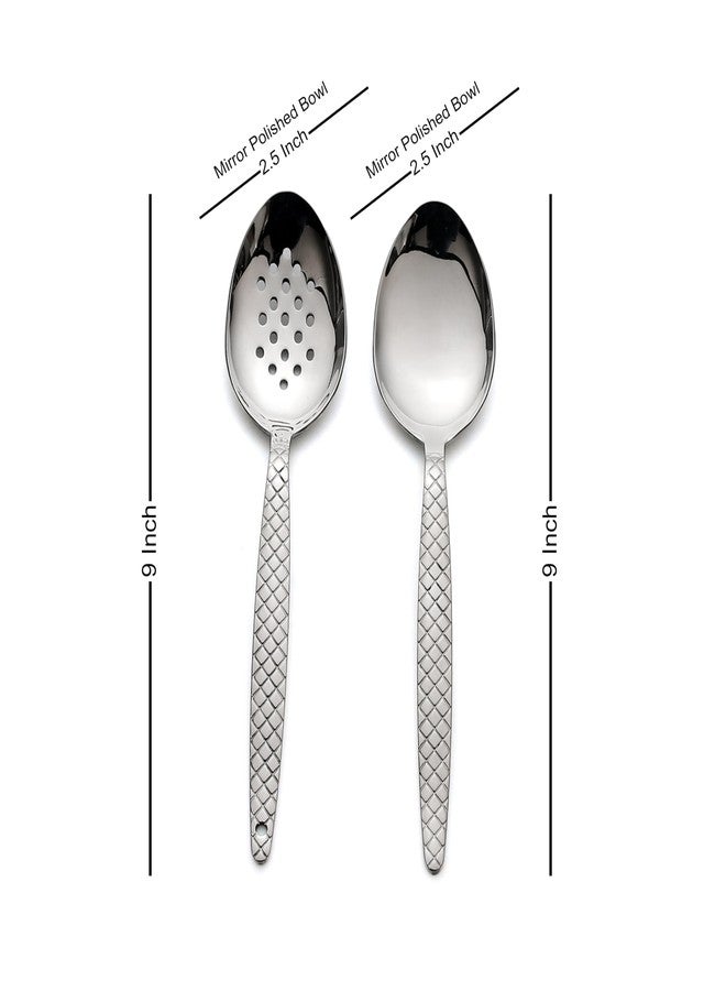 ملعقة الشيف كونز من بنازيند | عبوة من قطعتين | ملعقة احترافية للطهاة مصنوعة من الفولاذ المقاوم للصدأ 18/10، مقاس 9 بوصات، ذات وعاء صلب مطلي بالفضة | ملاعق بمقبض مانع للانزلاق للدهن، وتشكيل الكينيل، والتقديم، والصلصات - Image 3